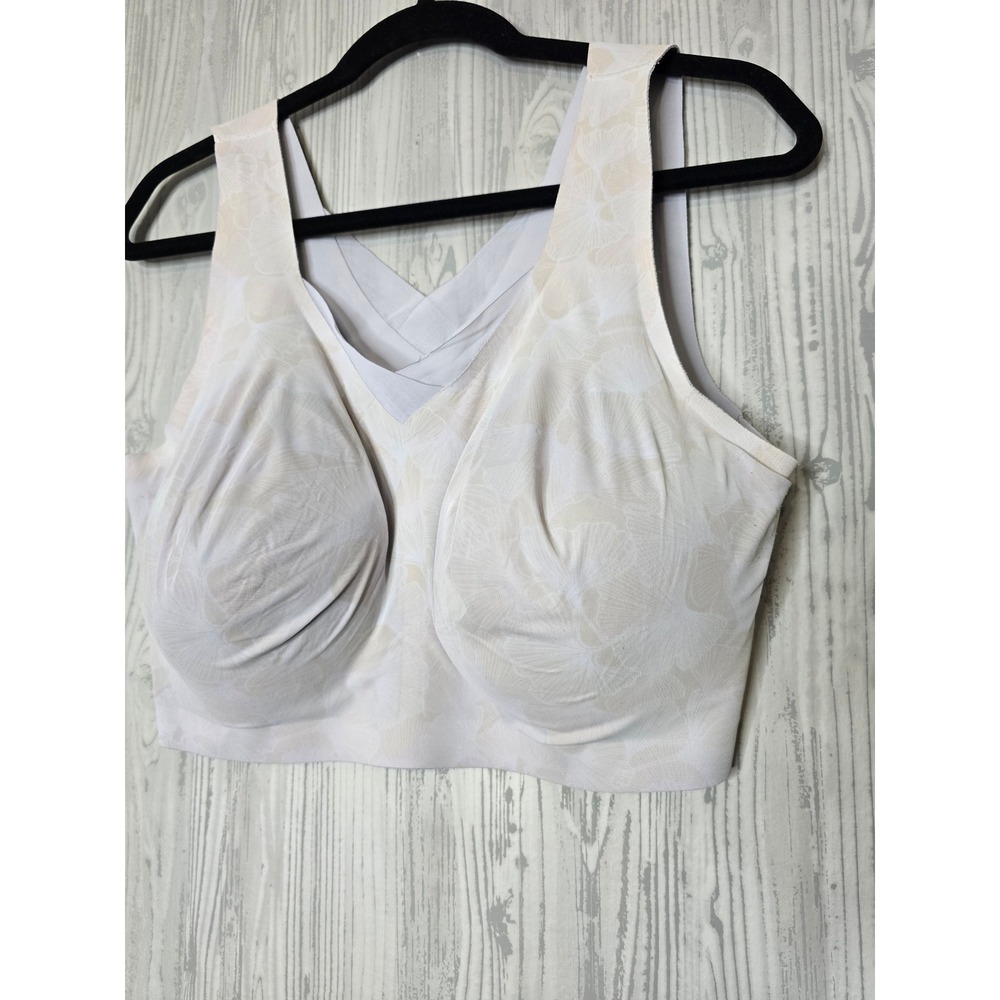 Evelyn & Bobbie Defy Bra Mesh Womens 3XL Cream Floral Ginkgo Wireless Seamless